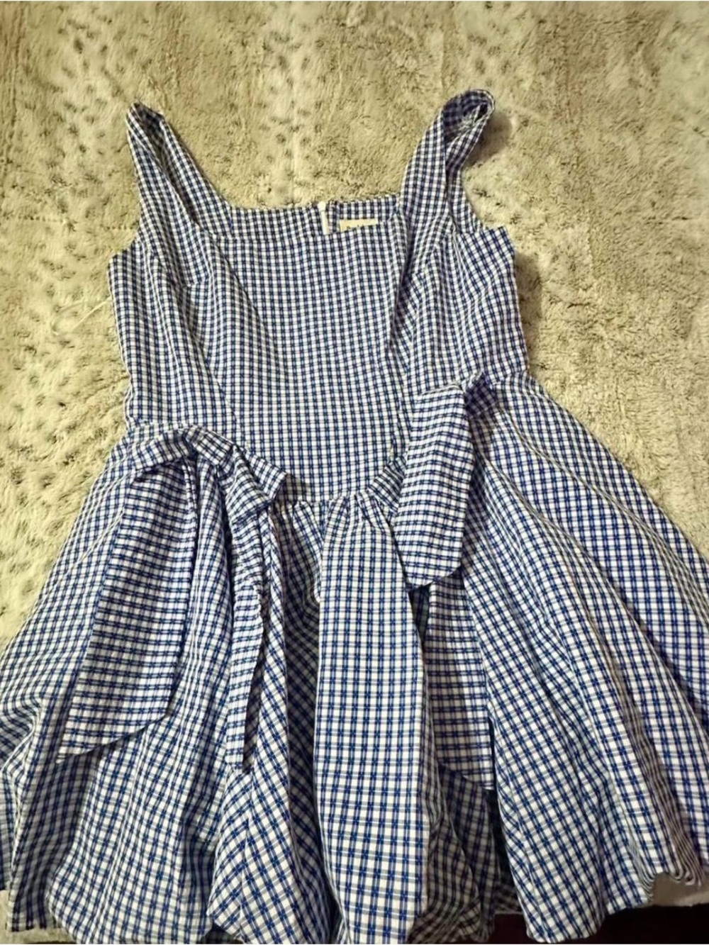 Peach Love California Blue and White Gingham Dress